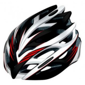 Шлем FSD-HL008 (in-mold). Размер L (54-61 см) красно-чёрно-белый