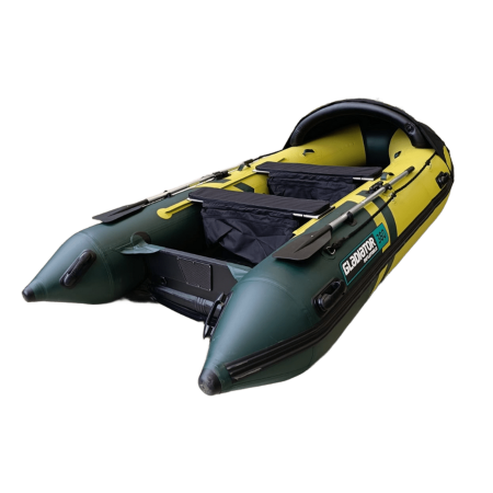 Надувная лодка GLADIATOR E380PRO желтый + темно-зеленый