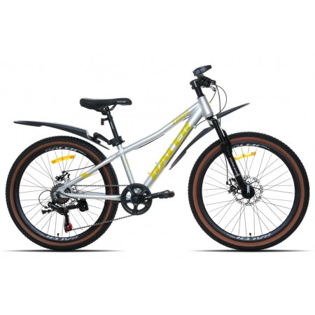 Racer Tempo 24 серебристый с желтым логотипом