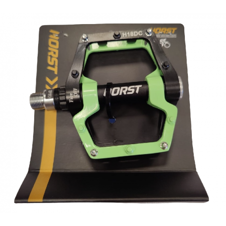 Педали велосипедные HORST H18DC 00-170877 (чёрно-зелёные)