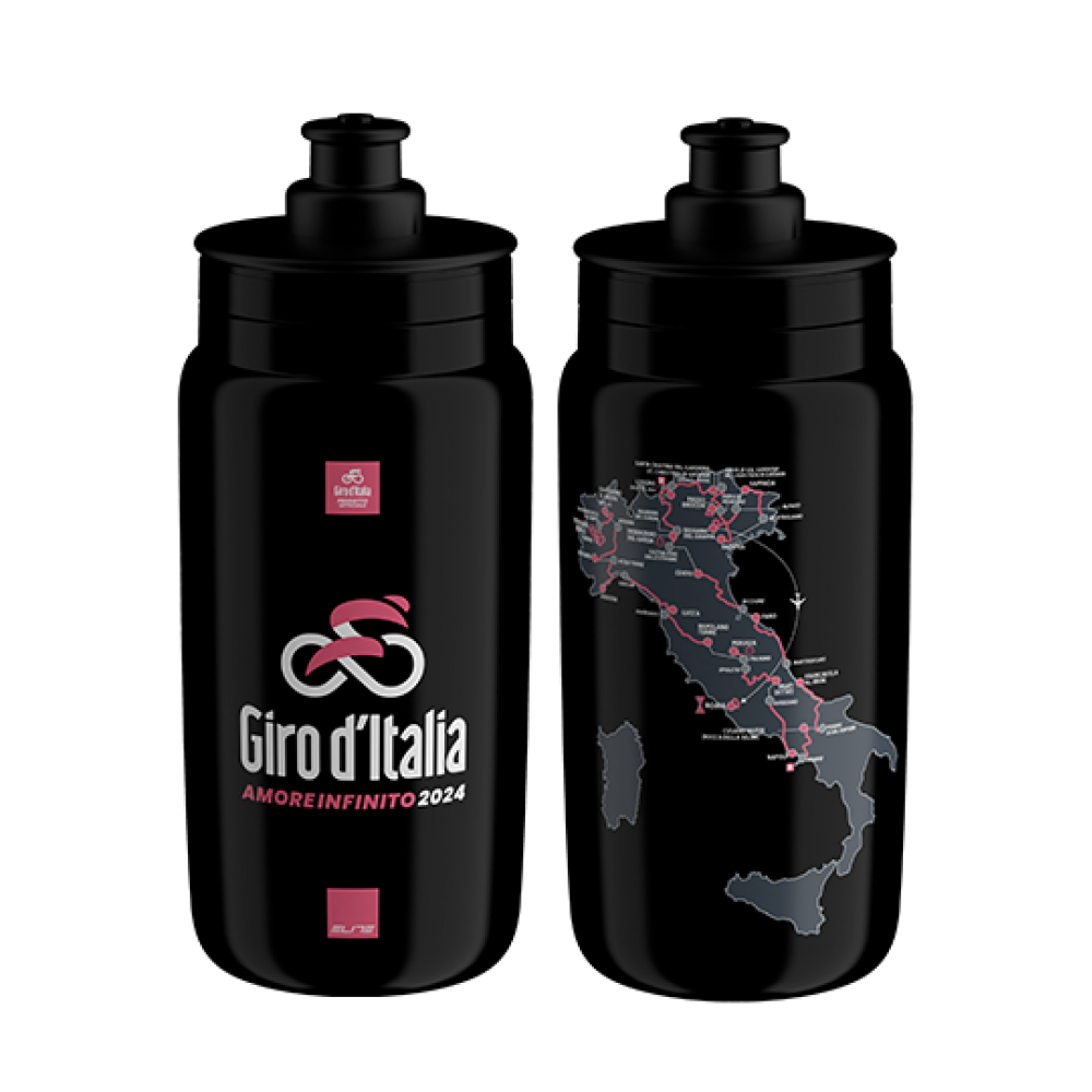 Велобутылка Elite FLY 550мл (Giro D'Italia MAP 2024, черная)