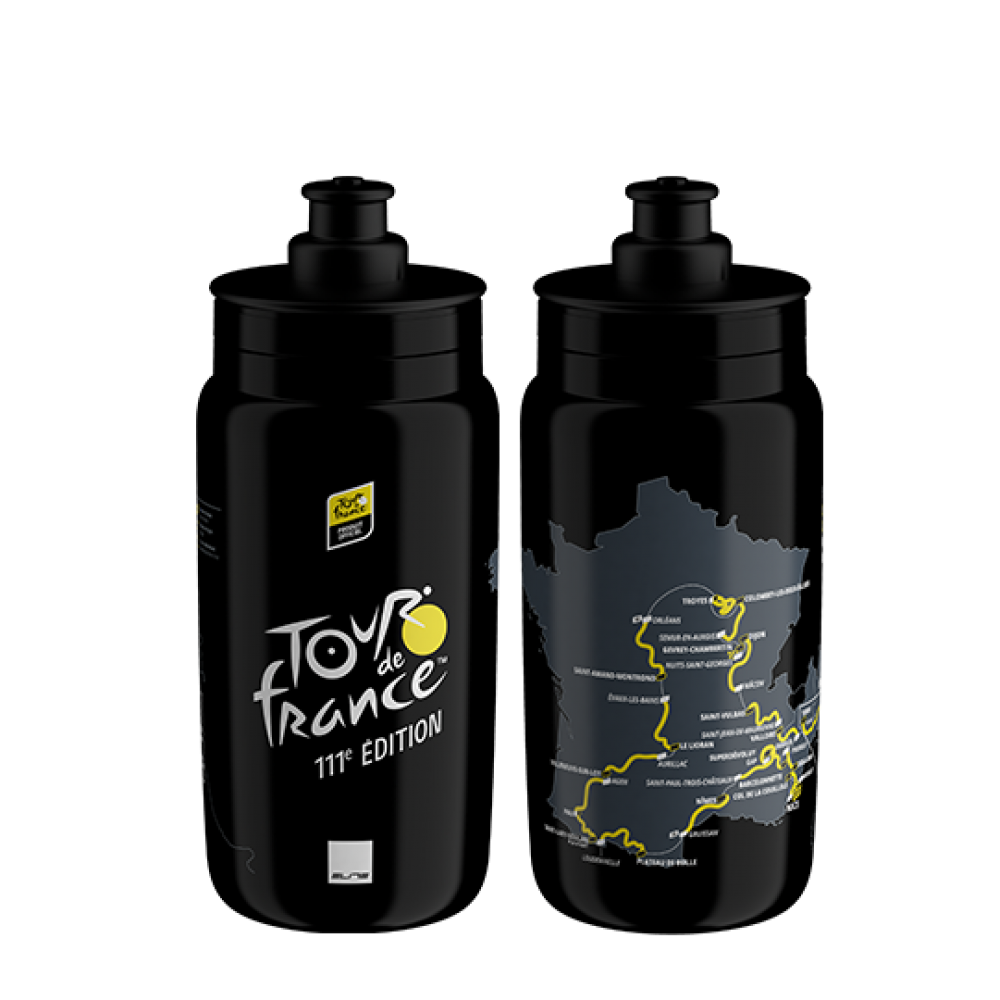 Велобутылка Elite FLY 550мл (TOUR DE FRANCE MAP 2024, черная)