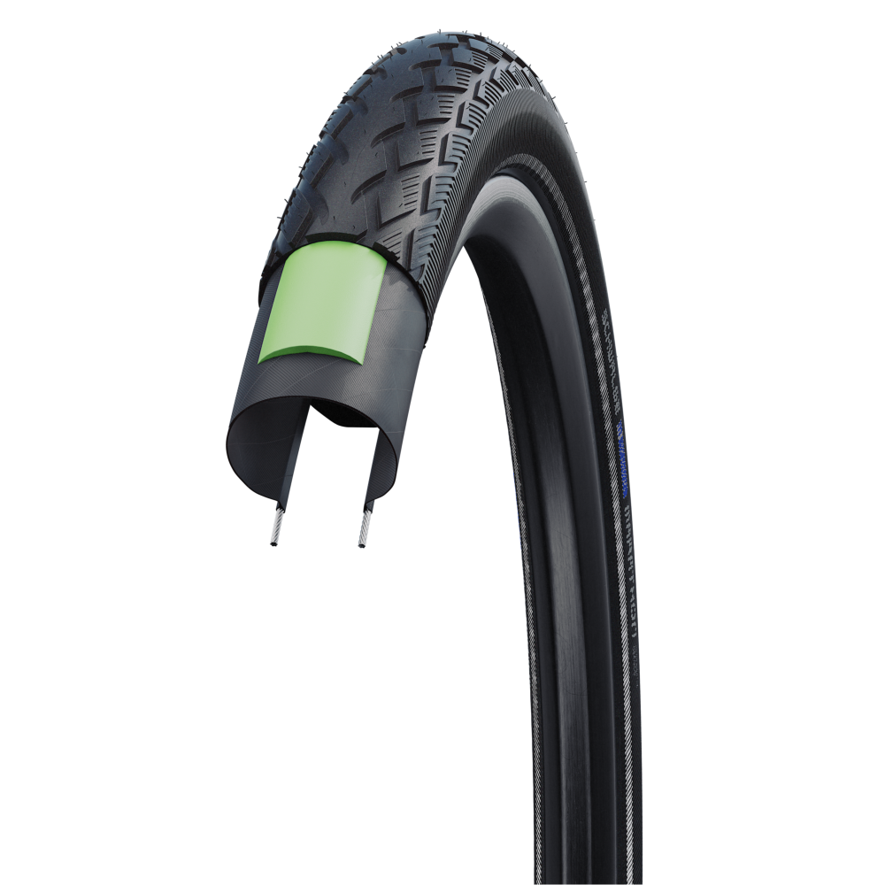 Покрышка 26x1.25 (32-559) Schwalbe Marathon Perf, GreenGuard, TwinSkin B/B+RT (светоотражающая полоса)