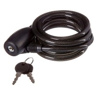 Тросовый спиральный велозамок с запиранием на ключ STG Х66506 (чёрный, 10x180 см)