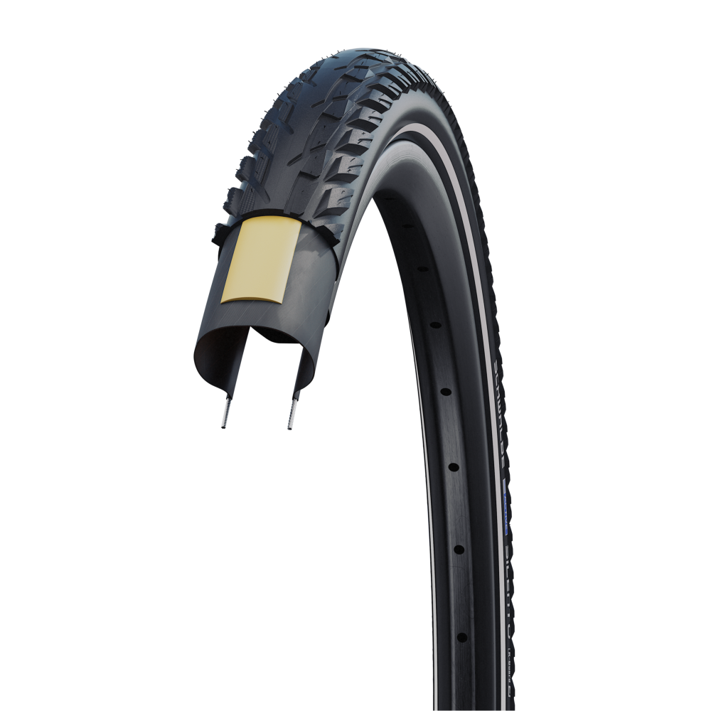 Велосипедная покрышка Schwalbe SILENTO 28x1.60 (42-622), K-Guard (чёрный, светоотражающая полоса)