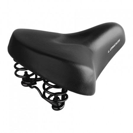 Седло Longus, CITY2, с пружинами, c замком, черное
