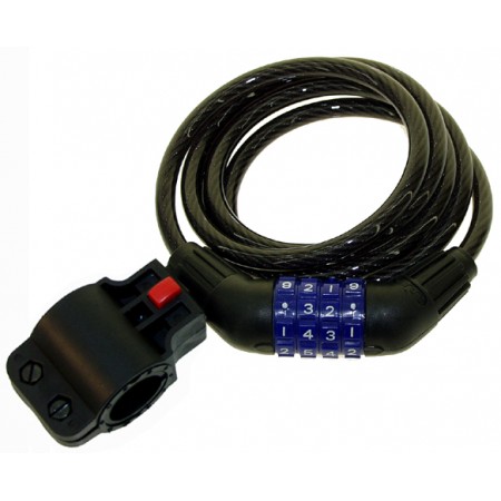 Замок велосипедный кодовый (4 разряда) M-Wave 5-230170 8x1500 мм (полупрозрачный, черный)