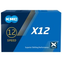 Цепь для велосипеда KMC X12 Blacktech (11/128", 12 ск., 126 звеньев, с замком, чёрная)
