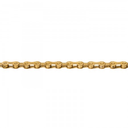 Цепь для велосипеда KMC X11EL Ti-N Gold (1/2"x11/128", 11 ск., 118 звеньев, EL-extra light, с замком, золотистая)