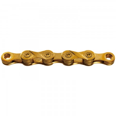 Цепь для велосипеда KMC X9 Ti-N Gold (1/2"x11/128", 9 ск., 114 звеньев, с замком, золотистая)