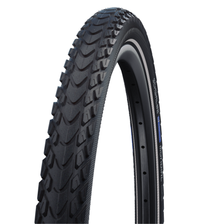 Велосипедная покрышка Schwalbe MARATHON MONDIAL 28x1.60 (42-622), RaceGuard (чёрный, светоотражающая полоса)