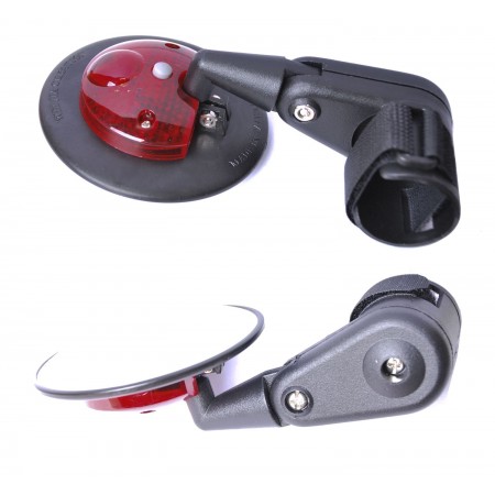 Зеркало круглое 3" с фонарями 6-647158 на липучке (чёрное)