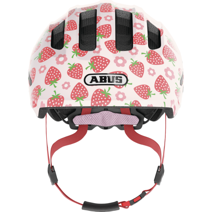 Шлем детский с фонариком ABUS Smiley 3.0 LED (rose strawberry, розовый с клубникой)