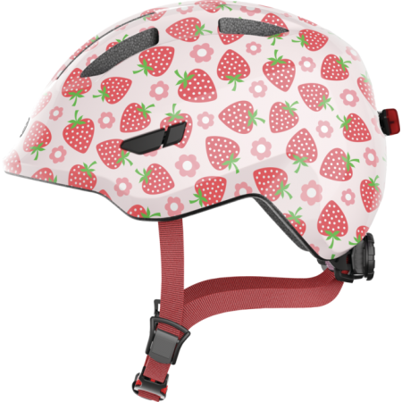 Шлем детский с фонариком ABUS Smiley 3.0 LED (rose strawberry, розовый с клубникой)