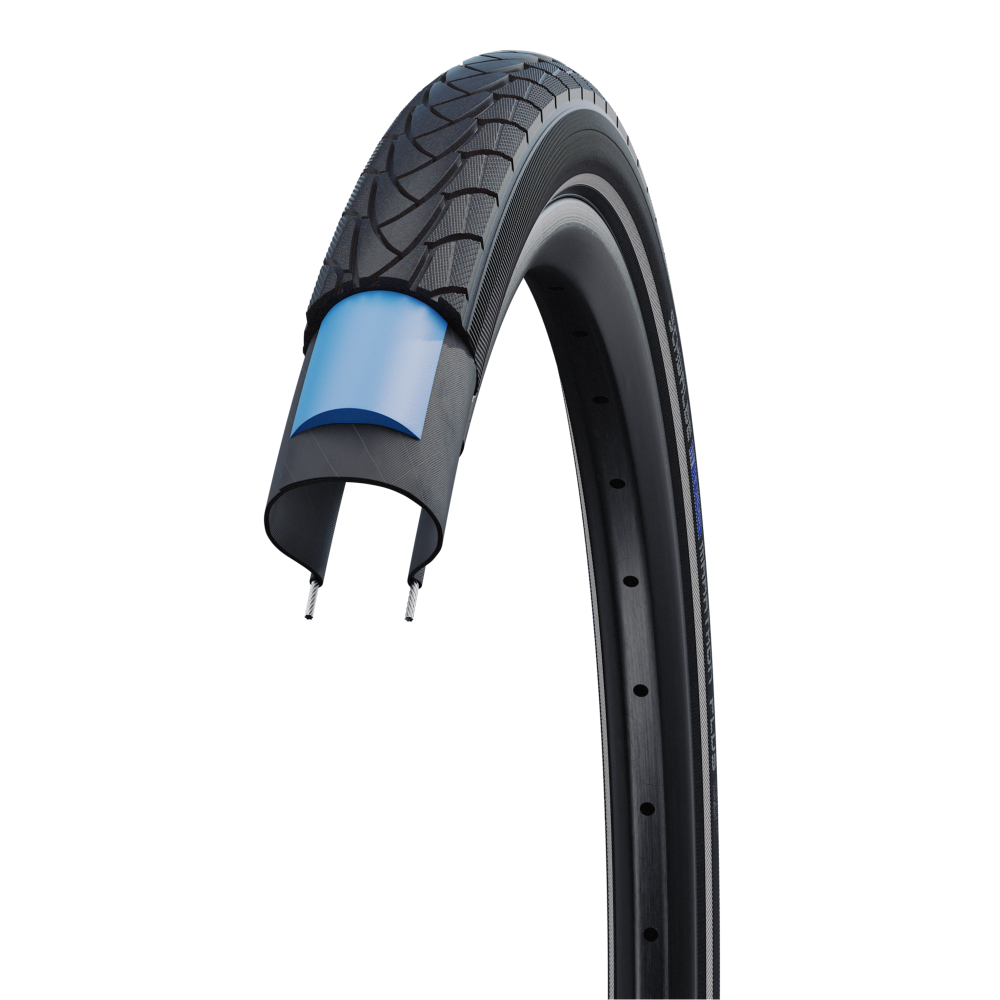 Покрышка 20x1.75 (47-406) Schwalbe Marathon Plus, Perf., SmartGuard, TwinSkin B/B+RT (светоотражающая полоса)