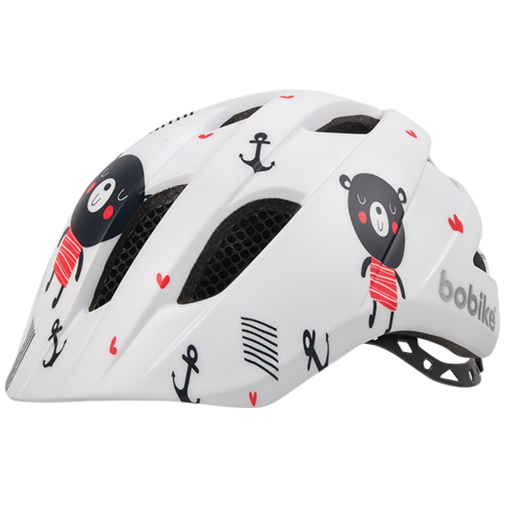 Шлем велосипедный детский Bobike Kids Plus XS Teddy Bear (белый/чёрный/красный)