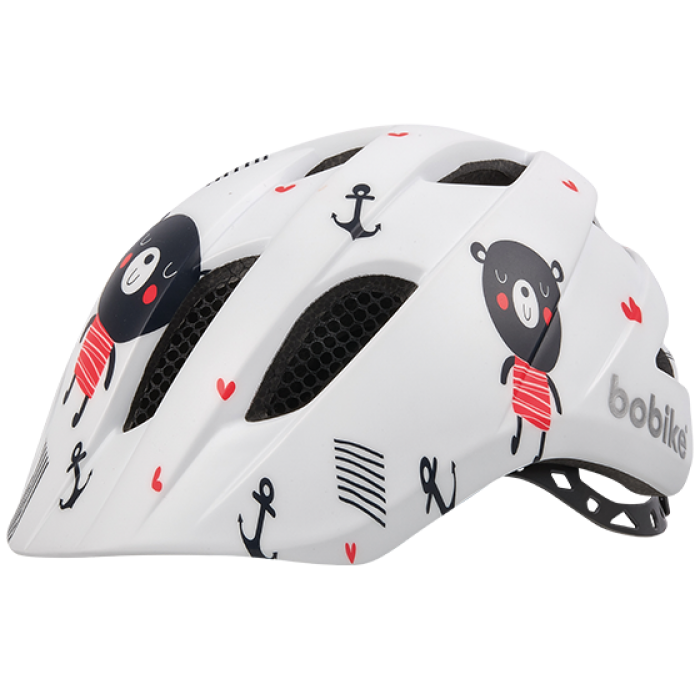 Шлем велосипедный детский Bobike Kids Plus XS Teddy Bear (белый/чёрный/красный)