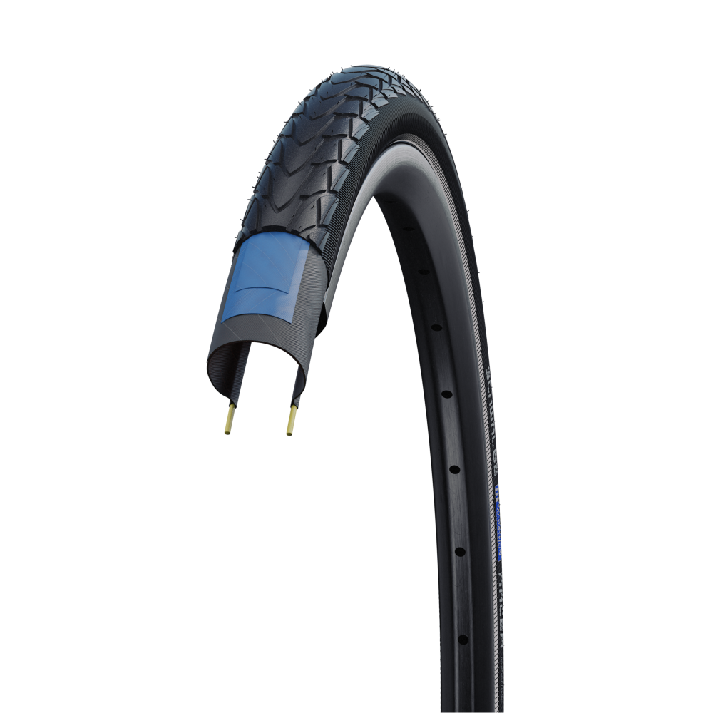 Покрышка 26x1.50 (40-559) Schwalbe Marathon Racer Perf, RaceGuard, B/B-SK+RT, 67TPI (чёрная, светоотражающая полоса)