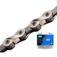 Цепь велосипедная KMC X9 1/2"X11/128"X116L 9 скоростей (серебристо-серая, в боксе)