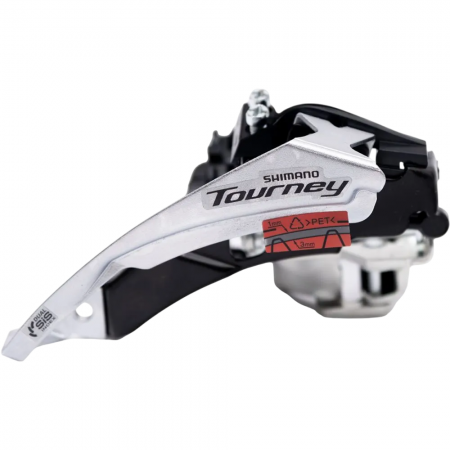 Переключатель передний Shimano Tourney FD-TY500-TS6, 3x6/7 ск., нижний хомут 34.9/31.8, универсальная тяга, 66-69°