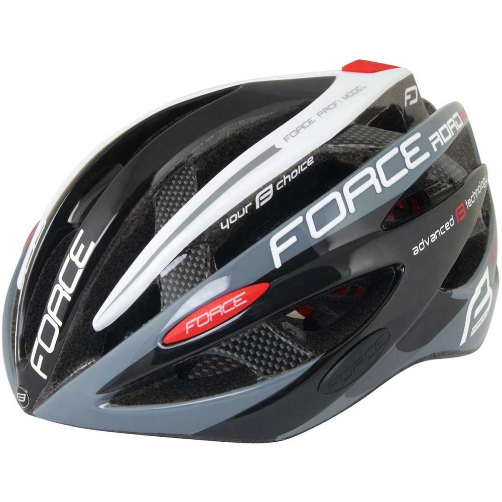 Шлем велосипедный Force ROAD PRO (черно-серо-белый)