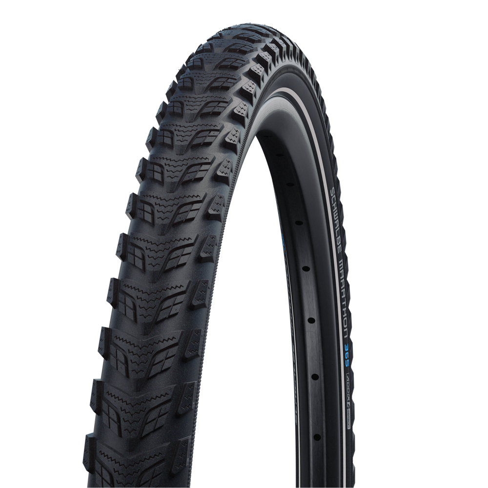 Велосипедная покрышка Schwalbe MARATHON 365 28x1.50 (40-622), GreenGuard, Addix 4season (чёрный, со светоотражающей полосой)