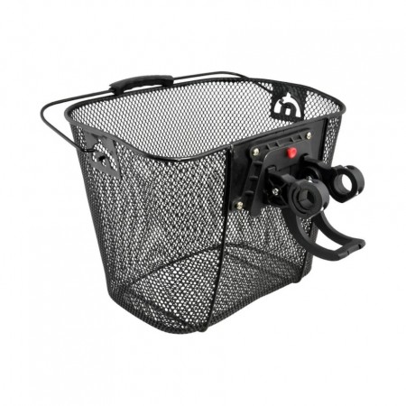 Корзина Longus, на руль, быстросъемная, стальная, черная