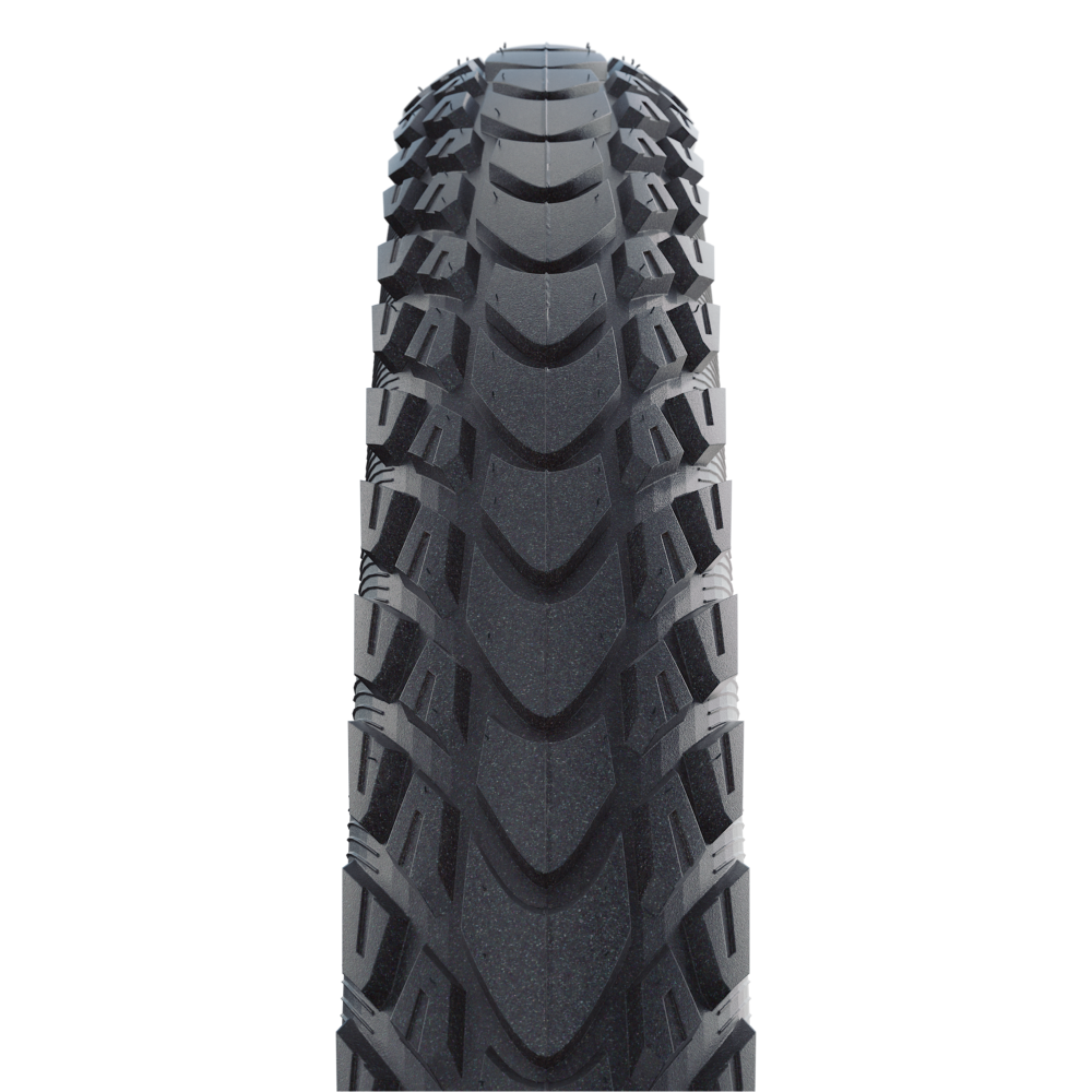 Велосипедная покрышка Schwalbe MARATHON MONDIAL 28x1.60 (42-622), RaceGuard (чёрный, светоотражающая полоса)