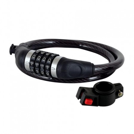 Замок Longus, 12/950мм, с креплением, кодовый, черный