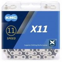 Цепь велосипедная KMC X11 1/2''x11/128''x118L 11 скоростей (серебристый/черный)