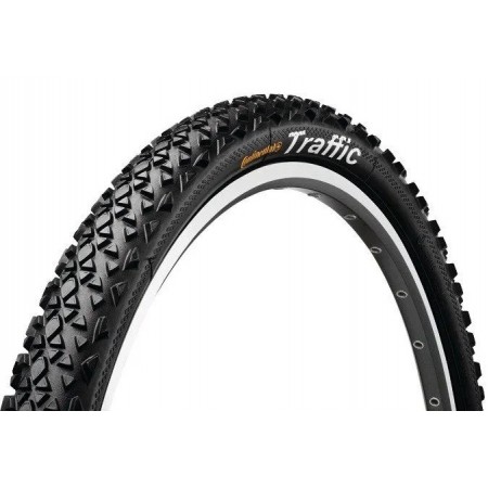 Велосипедная покрышка 26x2.1" (54-559) Continental Traffic 3/84TPI (чёрная, светоотражающая полоса)