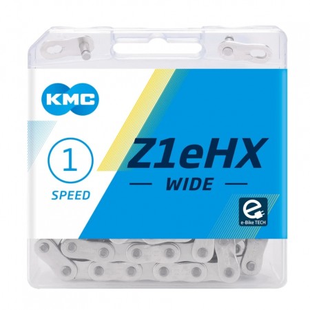 Цепь KMC, Z1eHX WIDE, 1/2"X1/8", 1ск., 112зв., Silver/Silver, BOX