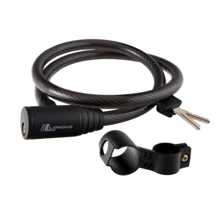 Замок Longus, 12/900мм, с креплением, черный/дымчатый