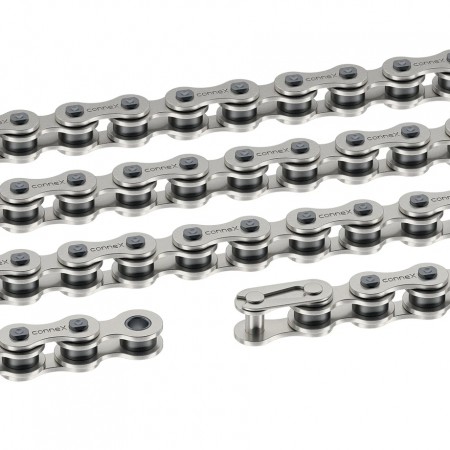 Цепь Connex, 1E8, для электровел-в, 1 скор., 1/2"x1/8", 124 зв., серебристая