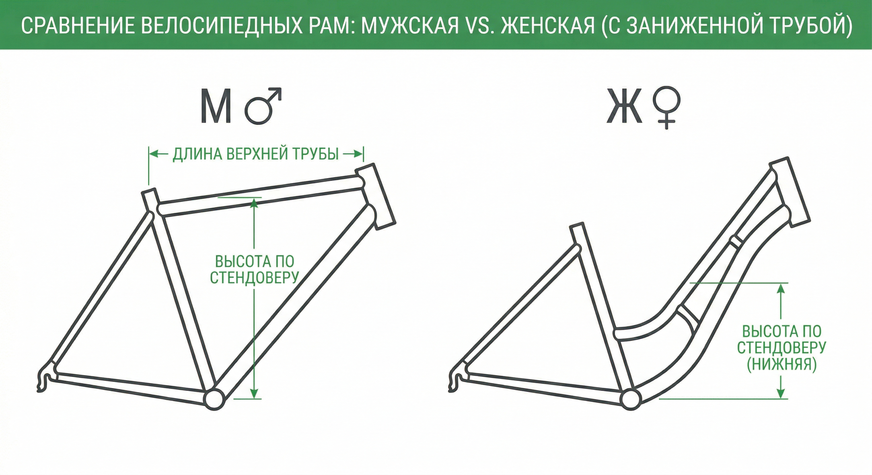 Сравнение мужской и женской рамы велосипеда